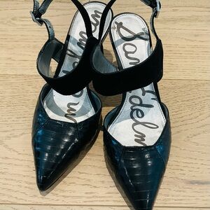 Sam Edelman Black Croc-Embossed Women's Heels